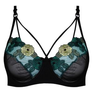 سوتین زنانه کارنا رز مدل فنردار گیپور گلدار هارنس کد 4878-801-1 رنگ کله غازی