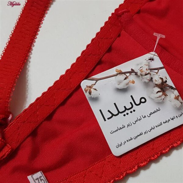 سوتین زنانه ماییلدا مدل فنردار گیپور گلدار هارنس کد 4889 رنگ قرمز