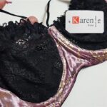 ست شورت و سوتین زنانه کارنا رز مدل فنردار هارنس گیپوردار مخملی کد 4875-2047-3 رنگ صورتی