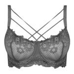 سوتین زنانه کارنا رز مدل فنردار گیپور گلدار هارنس کد 4935-315-4 رنگ طوسی