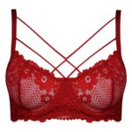 سوتین زنانه کارنا رز مدل فنردار گیپور گلدار هارنس کد 4935-315-4 رنگ قرمز