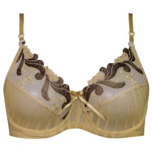 سوتین زنانه کارنا رز مدل فنردار گیپور گلدار کد 4878-802-2 رنگ کرم