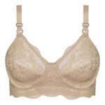 سوتین زنانه کارنا رز مدل فنردار کش پهن گیپوری کد 4934-332 رنگ کرم