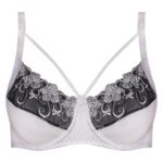 سوتین زنانه پانیذ مدل فنردار گیپوری هارنس دار کد 66397 رنگ سفید