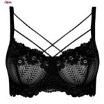سوتین زنانه کارنا رز مدل فنردار گیپور گلدار هارنس کد 4935-315-4 رنگ مشکی