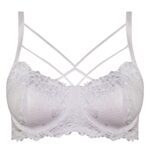 سوتین زنانه کارنا رز مدل فنردار گیپور گلدار هارنس کد 4935-315-4 رنگ سفید