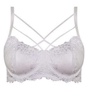 سوتین زنانه کارنا رز مدل فنردار گیپور گلدار هارنس کد 4935-315-4 رنگ سفید