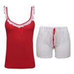 ست تاپ و شلوارک زنانه کوزا مدل قلبی کد 9220 رنگ قرمز