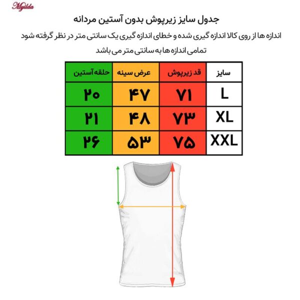 زیرپوش بدون آستین مردانه ضیاکو ترنج مدل 3625-1