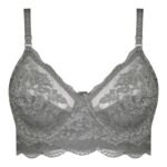 سوتین زنانه کارنا رز مدل فنردار کش پهن گیپوری کد 4934-332 رنگ طوسی