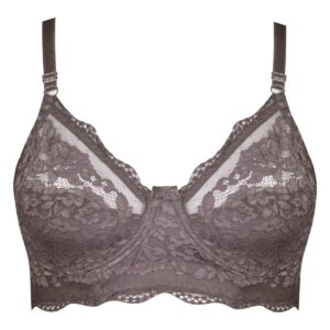 سوتین زنانه کارنا رز مدل فنردار کش پهن گیپوری کد 4934-332 رنگ قهوه ای