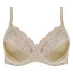 سوتین زنانه پانیذ مدل فنردار گیپور گلدار کد 66308 رنگ کرم