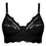 سوتین زنانه کارنا رز مدل فنردار کش پهن گیپوری کد 4934-332 رنگ مشکی