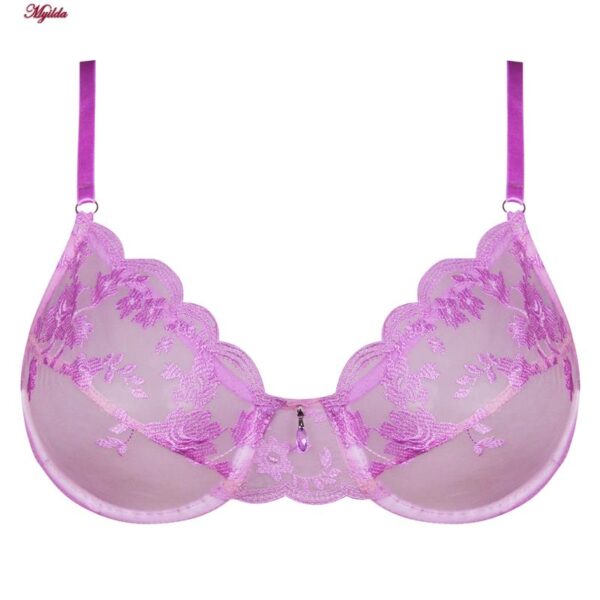 ست شورت و سوتین زنانه فیتن فرخ زادی مدل فنردار گیپور طرح دار کد 4952-6 رنگ یاسی