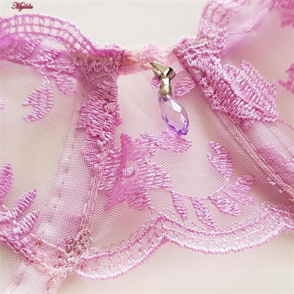 ست شورت و سوتین زنانه فیتن فرخ زادی مدل فنردار گیپور طرح دار کد 4952-6 رنگ یاسی