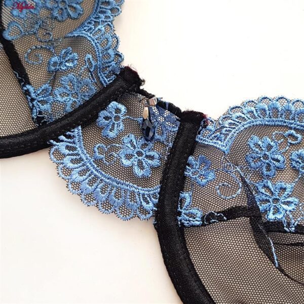 ست شورت و سوتین زنانه فیتن فرخ زادی مدل فنردار گیپور کد 4952-3 رنگ مشکی