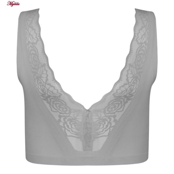 نیم تنه ورزشی زنانه ماییلدا مدل پشت گیپور پددار کد 4984 رنگ طوسی