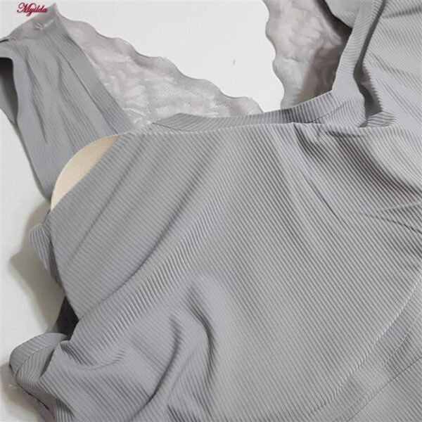 نیم تنه ورزشی زنانه ماییلدا مدل پشت گیپور پددار کد 4984 رنگ طوسی