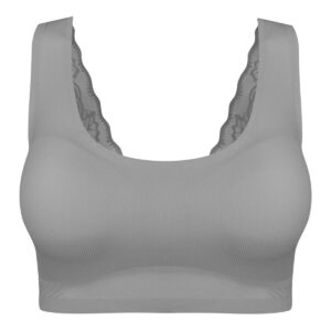 نیم تنه ورزشی زنانه ماییلدا مدل پشت گیپور پددار کد 4984 رنگ طوسی