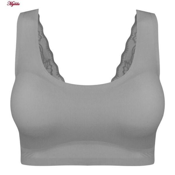 نیم تنه ورزشی زنانه ماییلدا مدل پشت گیپور پددار کد 4984 رنگ طوسی