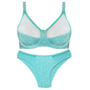 ست شورت و سوتین زنانه پانیذ مدل فنردار 9046 رنگ آبی آسمانی