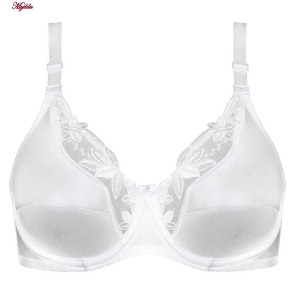 سوتین زنانه لین مدل لبه گیپوری فنردار کد 4681-521 رنگ سفید