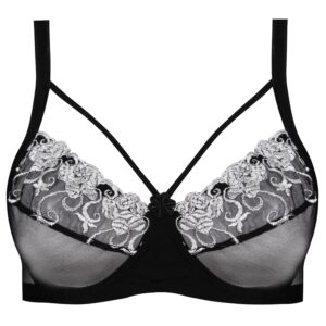 سوتین زنانه پانیذ مدل فنردار گیپوری کد 66397-2 رنگ مشکی