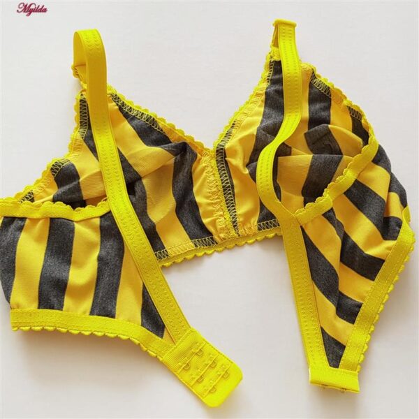 سوتین زنانه ماییلدا مدل راه‌راه بدون فنر کد 5046 رنگ زرد