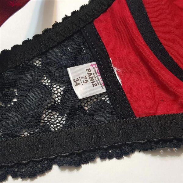 ست شورت و سوتین زنانه پانیذ مدل گیپور گلدار کد 9007 رنگ زرشکی