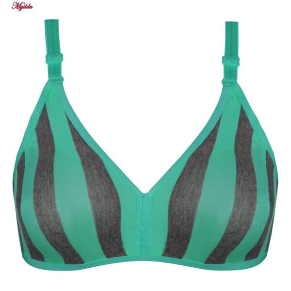 سوتین زنانه ماییلدا مدل راه‌راه بدون فنر کد 5046 رنگ سبزآبی