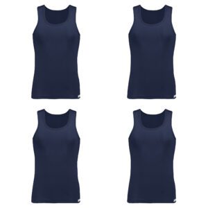 زیرپوش رکابی مردانه برهان تن پوش مدل 7-01 بسته 4 عددی رنگ سرمه ای