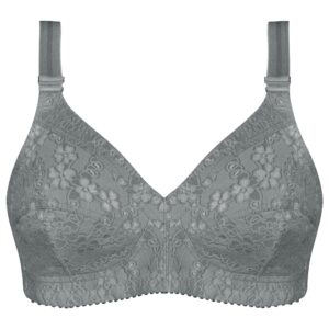 سوتین زنانه ماییلدا مدل گیپور گلدار بدون فنر کد 5038 رنگ طوسی