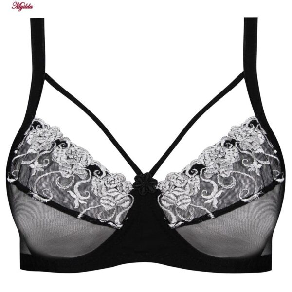 سوتین زنانه پانیذ مدل فنردار گیپوری کد 66397-2 رنگ مشکی