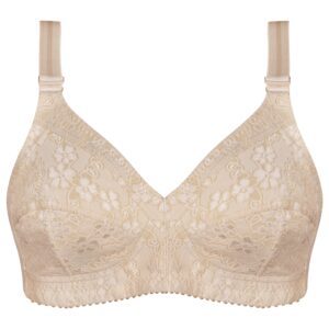 سوتین زنانه ماییلدا مدل گیپور گلدار بدون فنر کد 5038 رنگ کرم