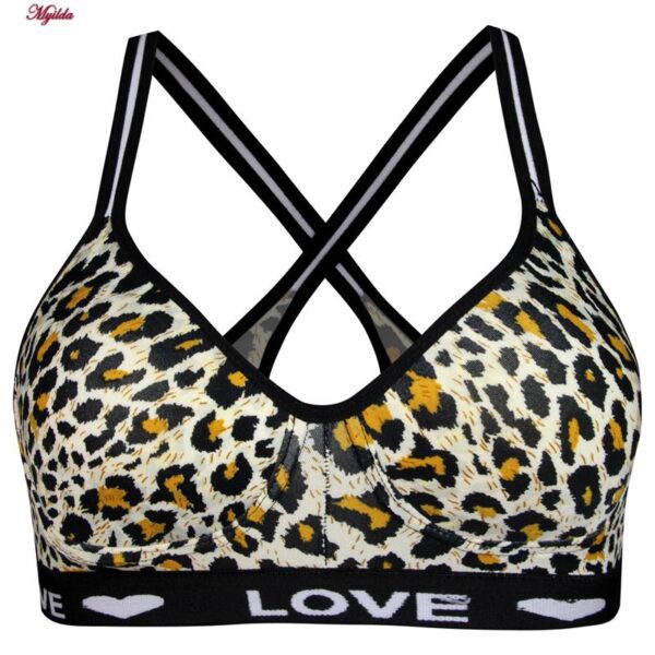 نیم تنه زنانه ماییلدا مدل کاپ اسفنجی بدون فنر پلنگی کد 5051