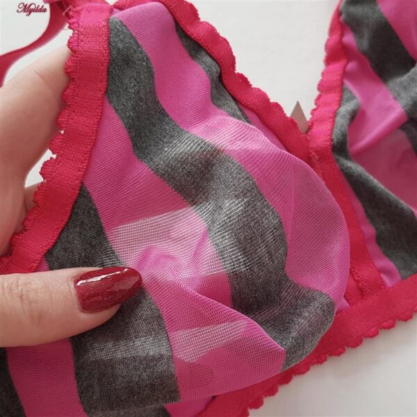 سوتین زنانه ماییلدا مدل راه‌راه بدون فنر کد 5046 رنگ سرخابی