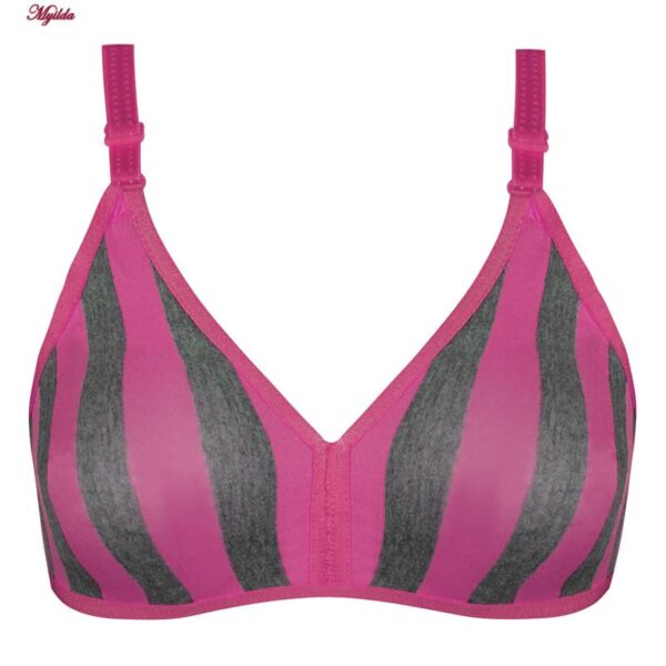 سوتین زنانه ماییلدا مدل راه‌راه بدون فنر کد 5046 رنگ سرخابی