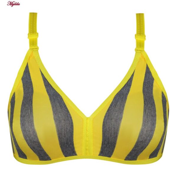 سوتین زنانه ماییلدا مدل راه‌راه بدون فنر کد 5046 رنگ زرد