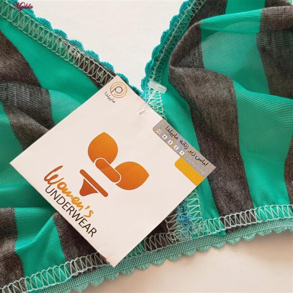 سوتین زنانه ماییلدا مدل راه‌راه بدون فنر کد 5046 رنگ سبزآبی