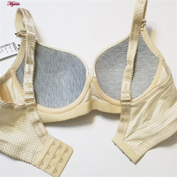 ست شورت و سوتین زنانه پدلی مدل بند متحرک فنردار کد 5131-P130 رنگ کرم چهارخانه