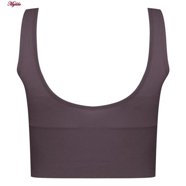 نیم تنه ورزشی زنانه ماییلدا مدل کبریتی پددار کد 5083 رنگ بادمجانی