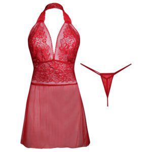 لباس خواب زنانه ماییلدا مدل گیپوری کد 4312-31002 رنگ قرمز