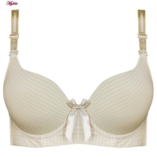 ست شورت و سوتین زنانه پدلی مدل بند متحرک فنردار کد 5131-P130 رنگ کرم چهارخانه