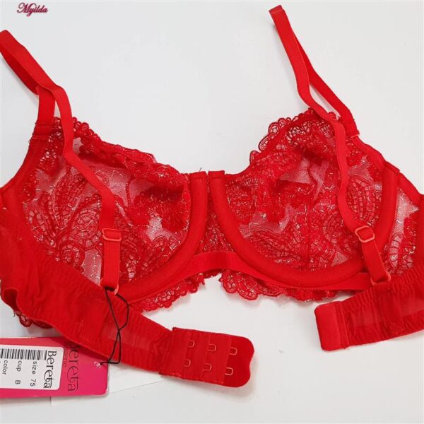 ست شورت و سوتین زنانه برتا مدل فنردار کد 5100-2420-ZR رنگ قرمز