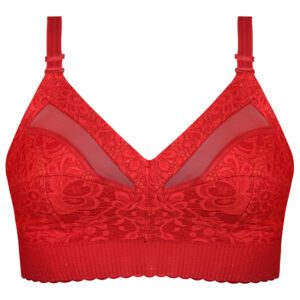 سوتین زنانه ماییلدا مدل دانتل پروانه کش پهن بدون فنر کد 5058 رنگ قرمز