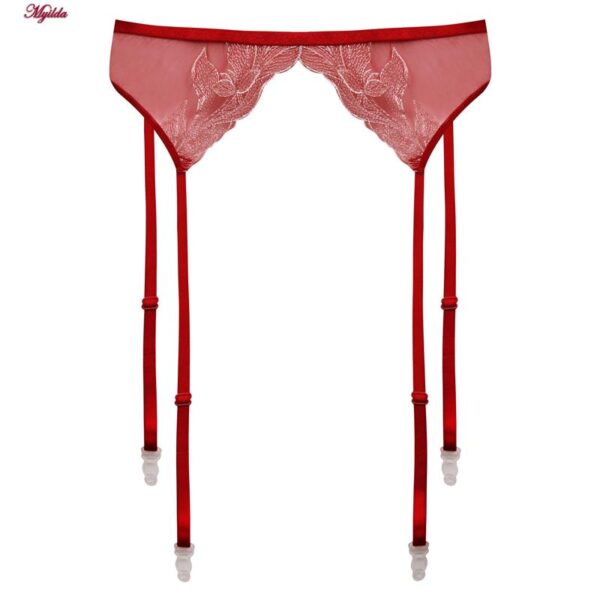 ست شورت و سوتین زنانه برتا مدل فنردار کد 5108-4032-R رنگ قرمز به همراه نگهدارنده جوراب