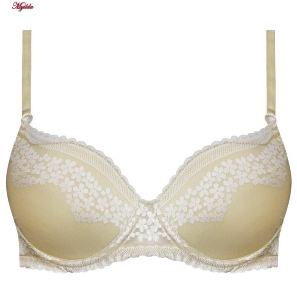 ست شورت و سوتین زنانه برتا مدل شکوفه بهاری فنردار کد 5121-6050-CC رنگ کرم