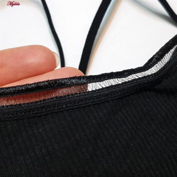 نیم تنه ورزشی زنانه ماییلدا مدل پددار پشت ضربدری کد 5084 رنگ مشکی