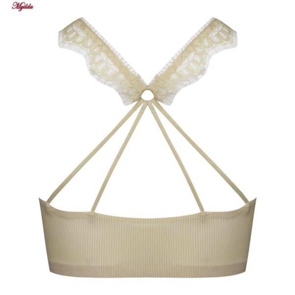 نیم تنه ورزشی زنانه ماییلدا مدل پددار پشت ضربدری کد 5081 رنگ کرم