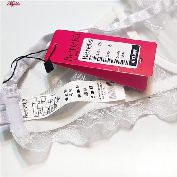 ست شورت و سوتین زنانه برتا مدل فنردار کد 5108-4032-W رنگ سفید به همراه نگهدارنده جوراب